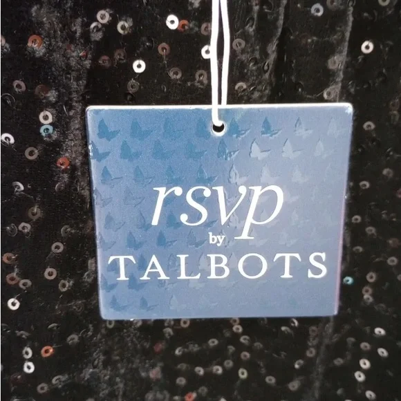 Talbots RSVP Velvet Sequined Dress Womens Size 8 Fit & Flair Short Black Lined - Picture 2 of 7